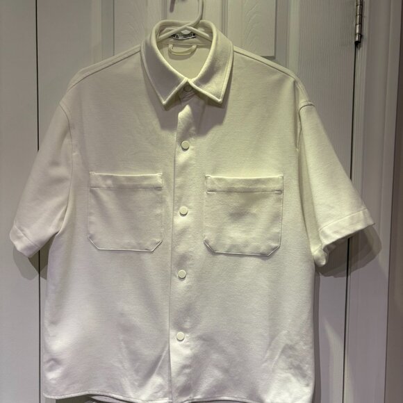 ZARA Textured Short Sleeve Overshirt - Picture 1 of 7